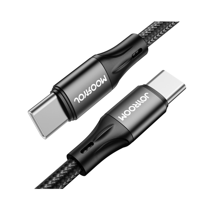 Cablu USB-C la USB-C, 60 W PD, incarcare fast charge si transfer date, lungime 2M, Ranforsat, Negru, HUR-BBL4928