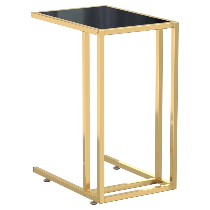 Masa laterala vidaXL, calculator negru 50x35x65 cm, sticla transparenta, 3.78 kg