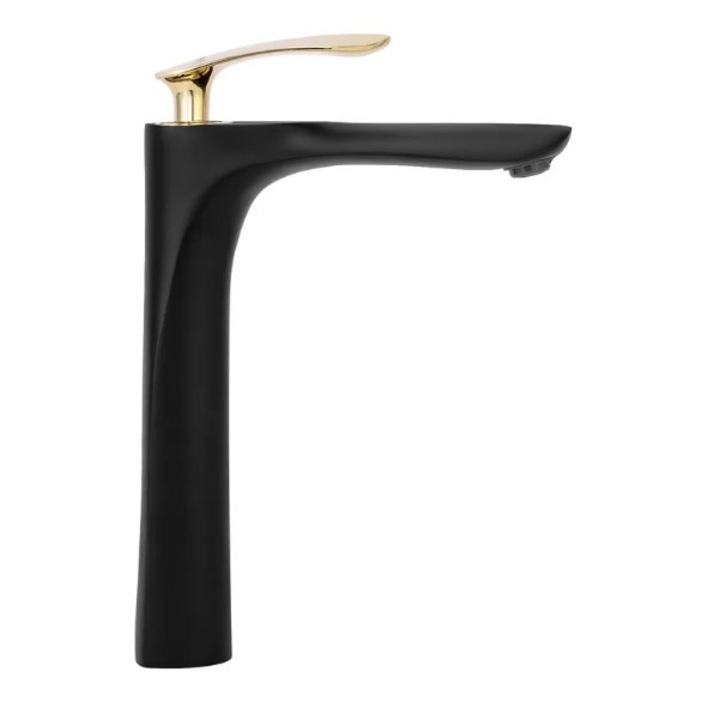 Смесител за мивка Rea Orbit Black Gold High, Черен, Висок