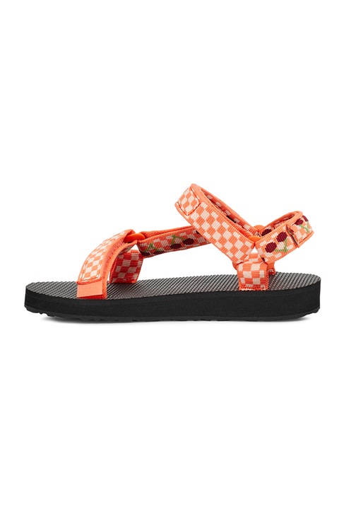 Teva, Sandale cu velcro si logo, Negru/Portocaliu