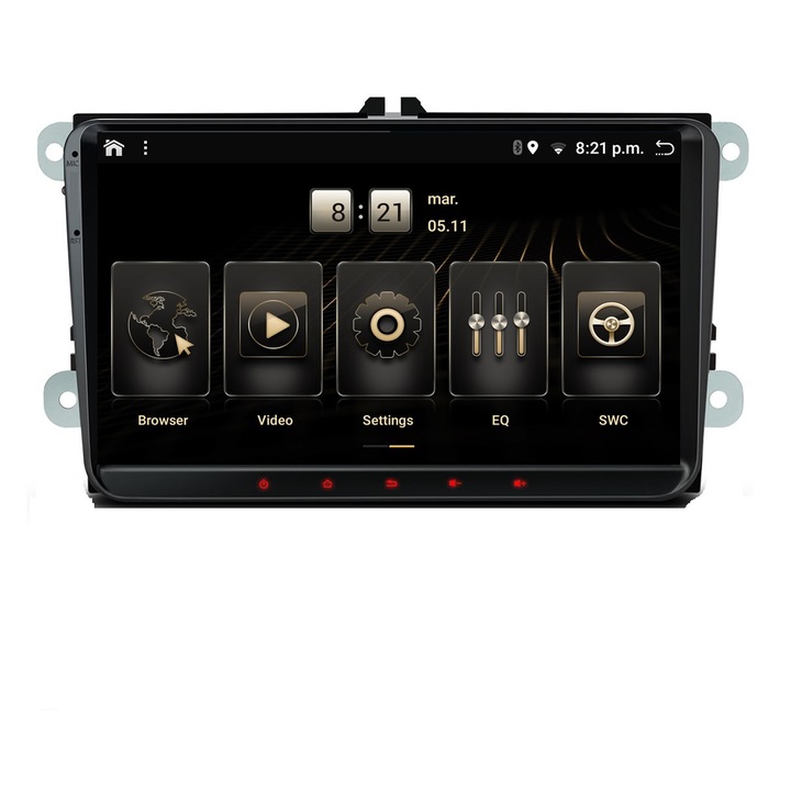 Navigatie 9 inch VW Golf 5 6 Passat B6 B7 CC Tiguan Polo Touran Caddy Amarok, 4 GB RAM si 64 GB ROM, Slot Sim 4G, Procesor Octa Core, Carplay, Sunet DSP, Android, Aplicatii, Usb, Wi Fi, Bluetooth