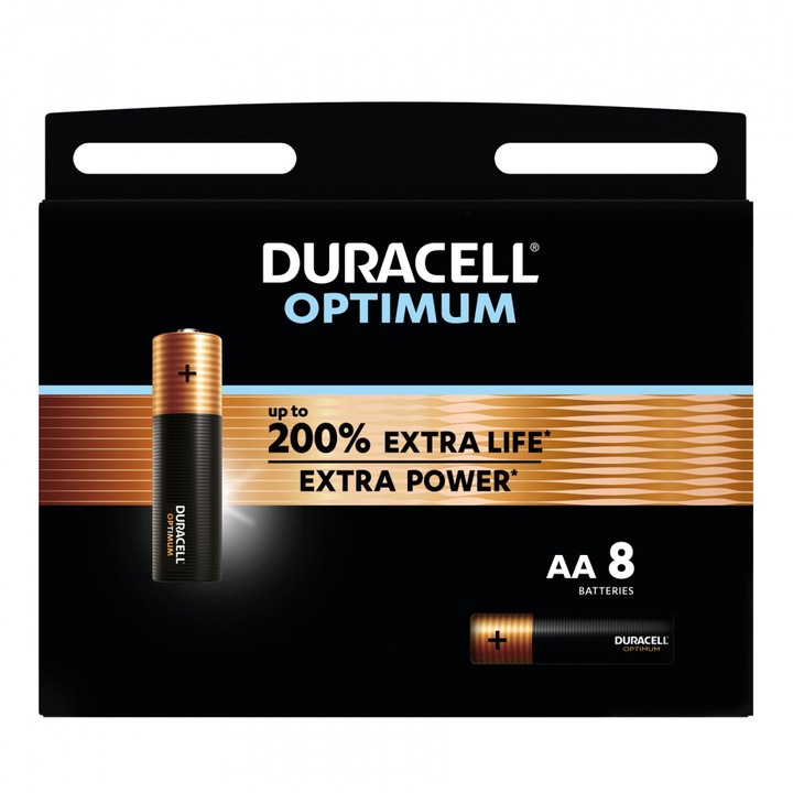 Baterie alcalina DURACELL OPTIMUM LR6, 8 bucati/blister, 1.5V