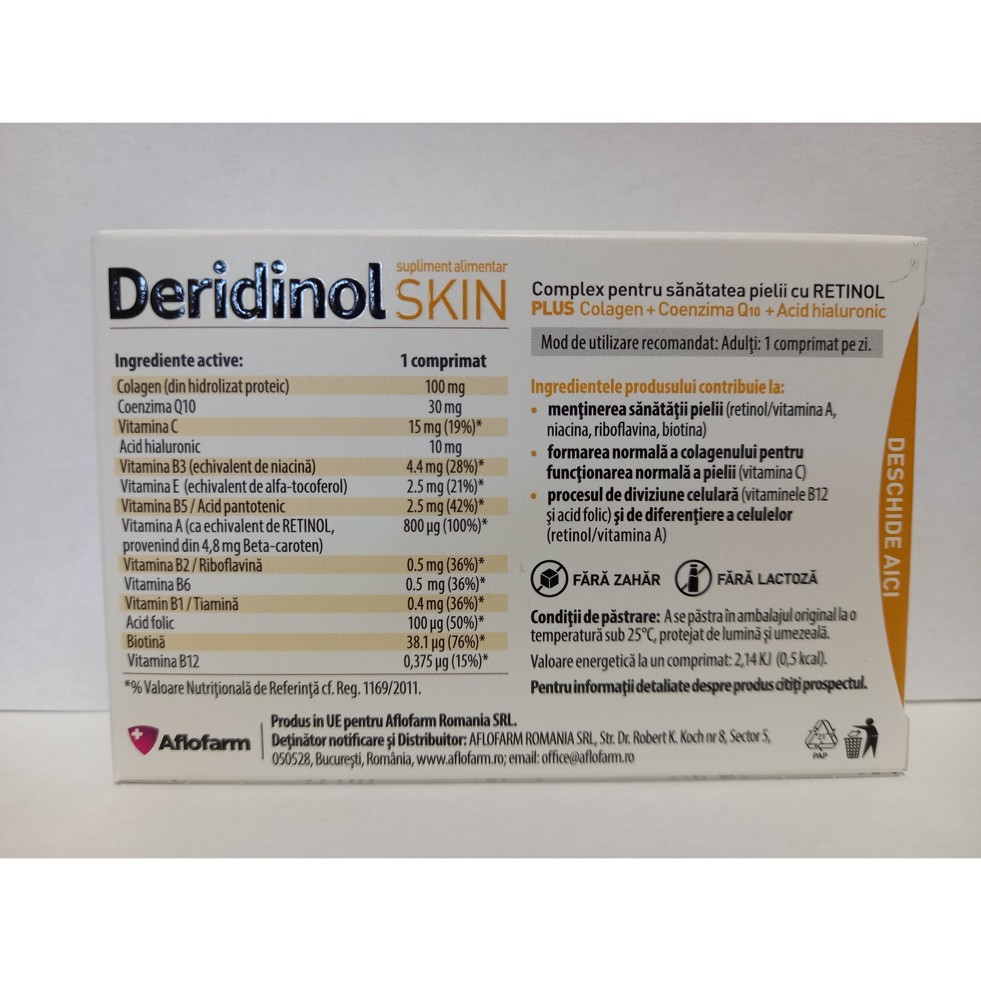 Deridinol Skin, 30 comprimate, Aflofarm - eMAG.ro