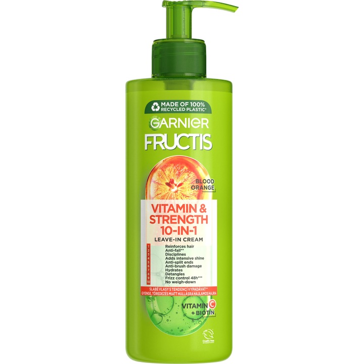 Crema leave in pentru par, Garnier FructisVitamin & Strength 10in1, 400 ml