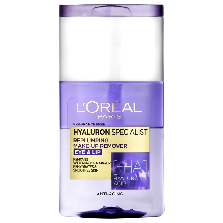 L'Oréal Paris Hyaluron Specialist két fázisú vízálló sminkeltávolító hialuronsavval, 125ml