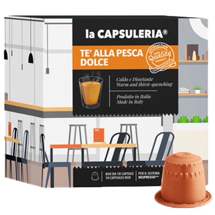 Set 10 capsule ceai de Piersici, compatibile Nespresso, La Capsuleria