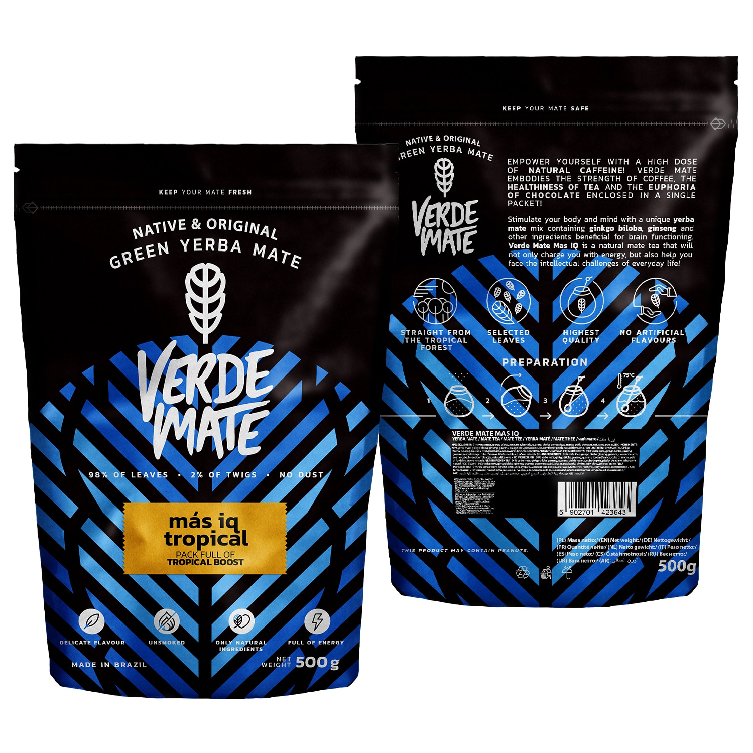 Чай Verde Mate Green Mas IQ Tropical Yerba Mate, Плодов, 0,5 кг - eMAG.bg