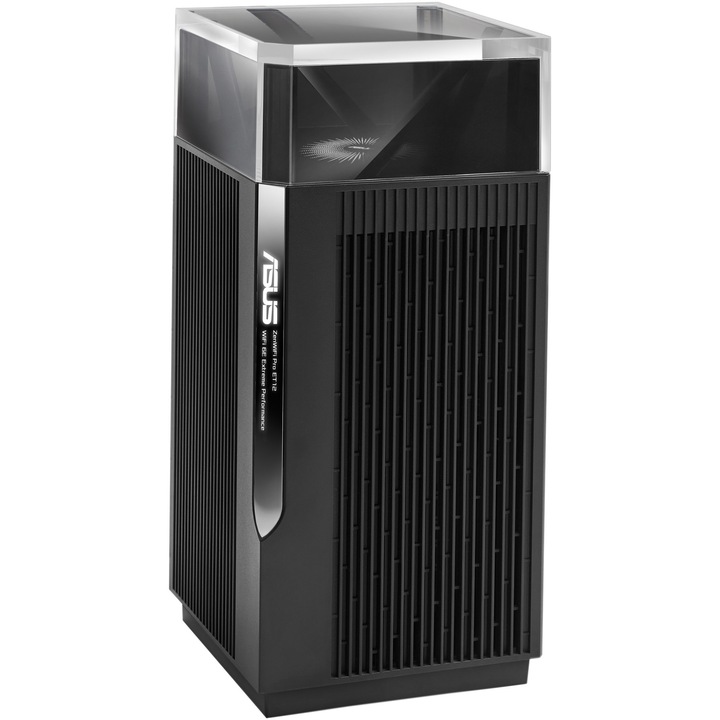 Рутер Mesh Wireless ASUS ZenWiFi Pro ET12 (1-PK), AXE11000, Tri-Band, Покритие 310m², Quad-Core 2.0GHz CPU, 256MB/1GB Flash/RAM, 2.5G dual-port, AiProtection Pro, Adaptive QoS, VPN server/client, IPTV, OFDMA, Beamforming, Link Aggregation, AiMesh