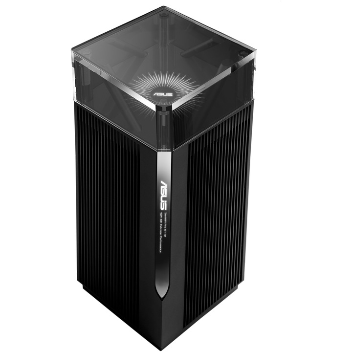 Рутер Mesh Wireless ASUS ZenWiFi Pro ET12 (1-PK), AXE11000, Tri-Band, Покритие 310m², Quad-Core 2.0GHz CPU, 256MB/1GB Flash/RAM, 2.5G dual-port, AiProtection Pro, Adaptive QoS, VPN server/client, IPTV, OFDMA, Beamforming, Link Aggregation, AiMesh