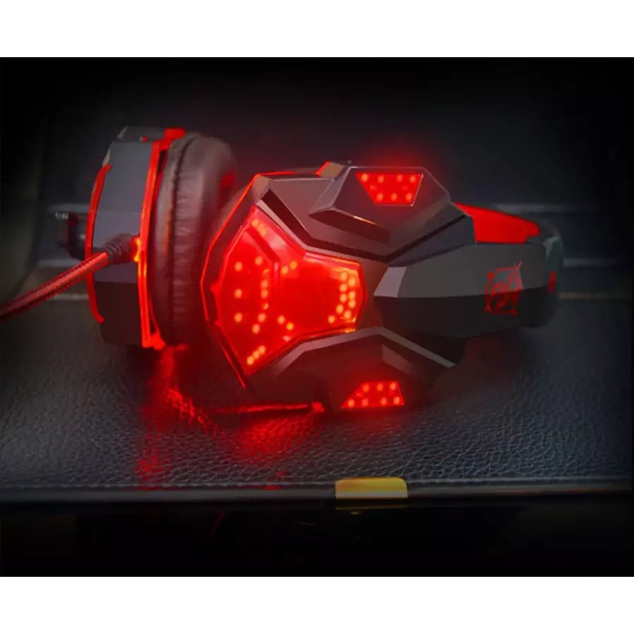 Casti stereo surround, pentru jocuri, cu microfon si led, Alb
