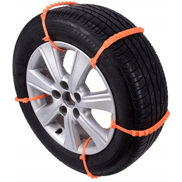 Set 10 coliere antiderapante pentru roti 14-22 R, Benzi antialunecare pentru anvelope auto, ideale pentru zapada sau noroi
