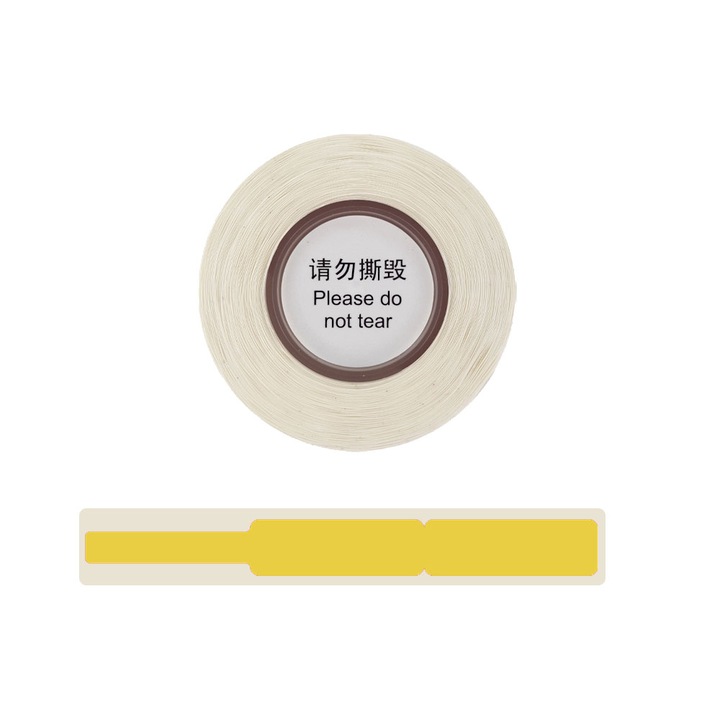 Etichete stegulet D30S 12.5 x 74mm + 35mm, etichete cabluri, galbene, hartie termica ecologica, 65 etichete/rola