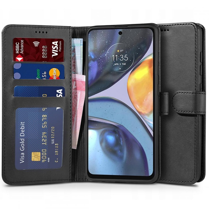 Калъф TECH-PROTECT Wallet за, Motorola Moto G22 / E32 / E32S, Black