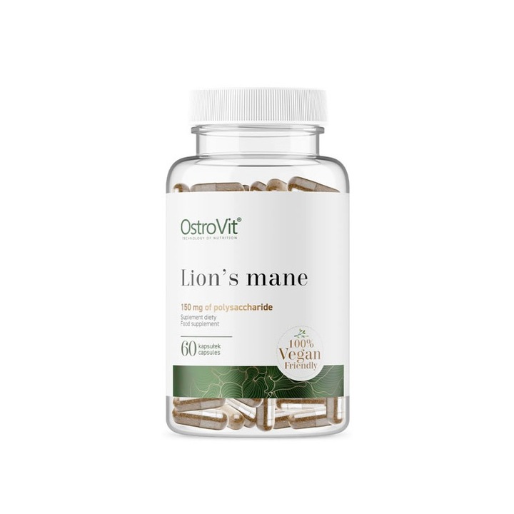 Хранителна добавка OstroVit Lion's Mane vege, Лъвска грива, 60 капсули