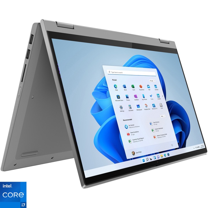 Лаптоп 2 in 1 Lenovo IdeaPad Flex 5 14ITL05, Intel® Core™ i7-1165G7, 14", Full HD, RAM 8GB, 512GB SSD, Intel® Iris® Xᵉ Graphics, Windows 11 Home, Platinum Grey