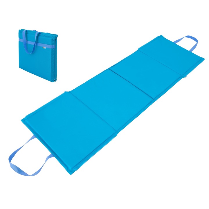 Saltea de plaja, Summerbag, rabatabila ca o geanta, Albastru, 177x54x2 cm