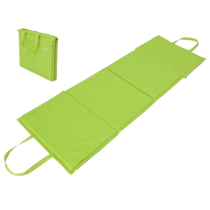 Saltea de plaja, Summerbag, rabatabila ca o geanta, Verde lime, 177x54x2 cm