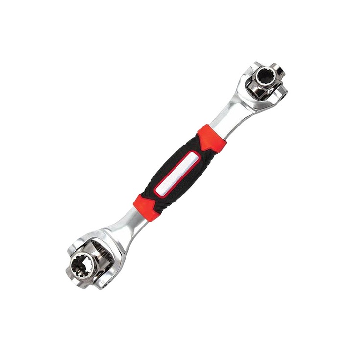 Многофункционален универсален гаечен ключ, Egyeb, стомана, въртящи се глави, черно/червено