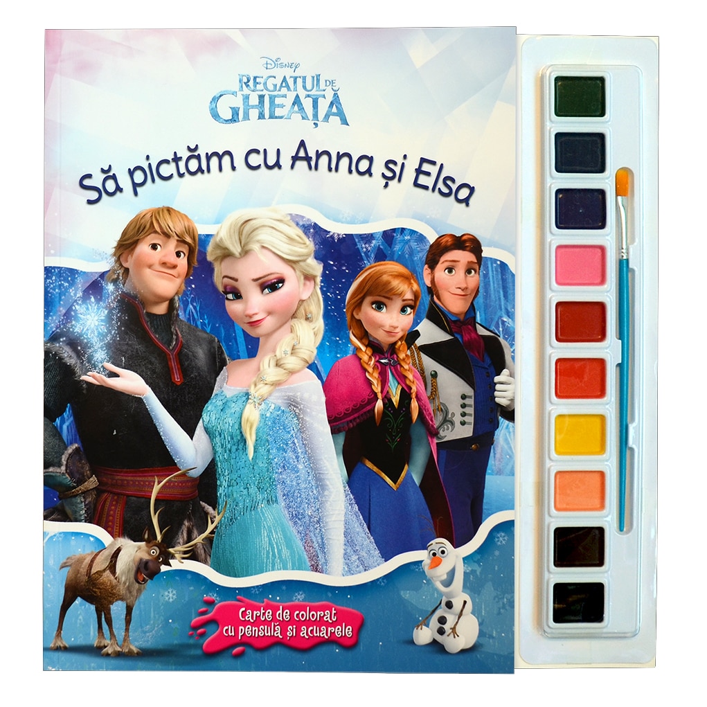 Disney Regatul De Gheata Sa Pictam Cu Anna Si Elsa Carte De Colorat Cu Pensula Si Acuarele Emag Ro