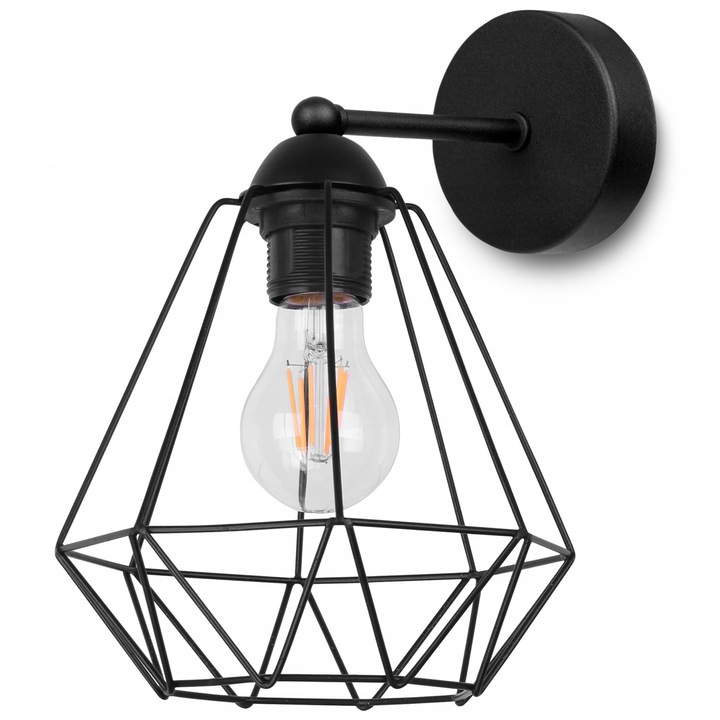 Стенна лампа в индустриален стил, Light Home, Метал, 60 W, LED, Черна