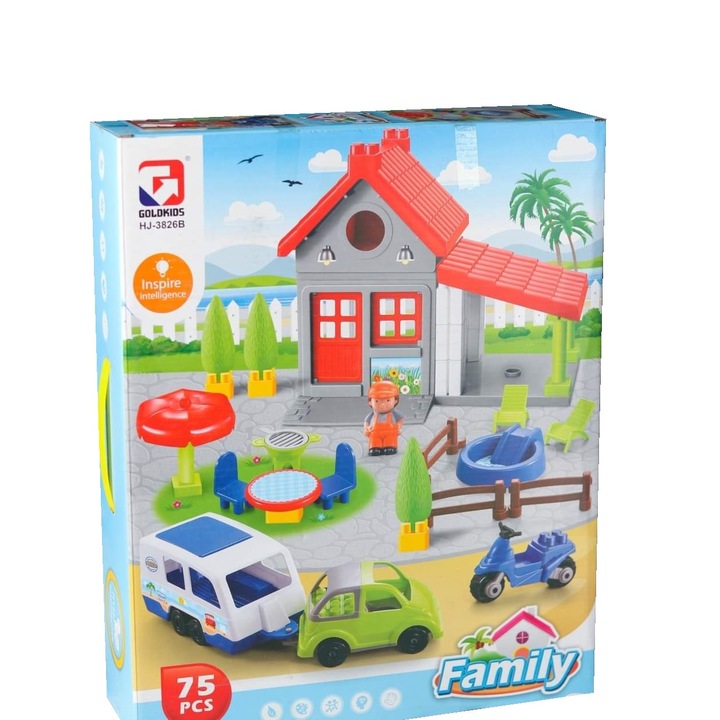 Конструктор 75 части къща с тераса, Goldkids