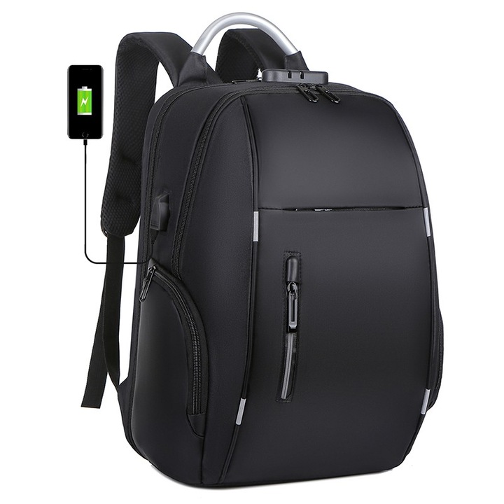 Rucsac Bagaj Mana Avion Multifunctional Anti Furt Port USB Negru