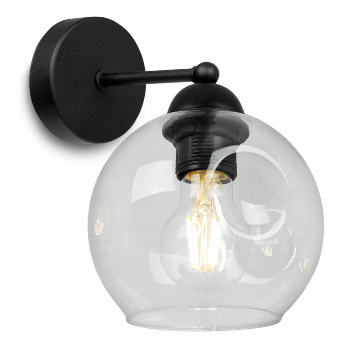 Aplica de perete, Light Home, Metal/Sticla, 230 V, LED, Negru/Transparent