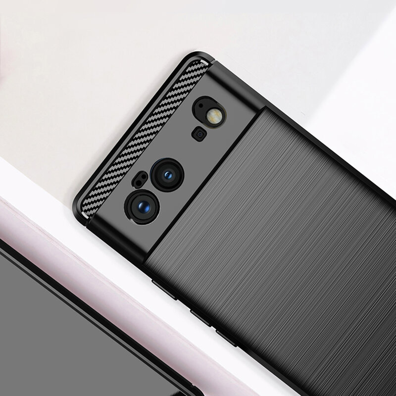 Husa compatibila cu Google Pixel 6 TPU Carbon - Negru