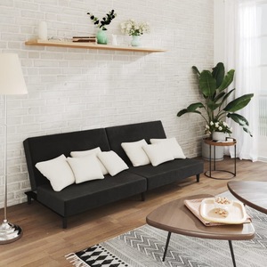 Canapea extensibila,2 persoane, cu 2 locuri,200x84,5x69 cm, catifea, negru, Canapea relaxa Living63748