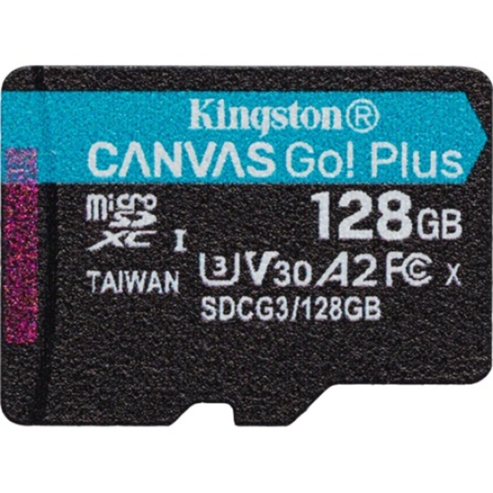 Kingston 128GB Canvas Go! Plus Class10 UHS-I U3 V30 A2 microSDXC memóriakártya Single Pack (SDCG3/128GBSP) - Memóriakártya
