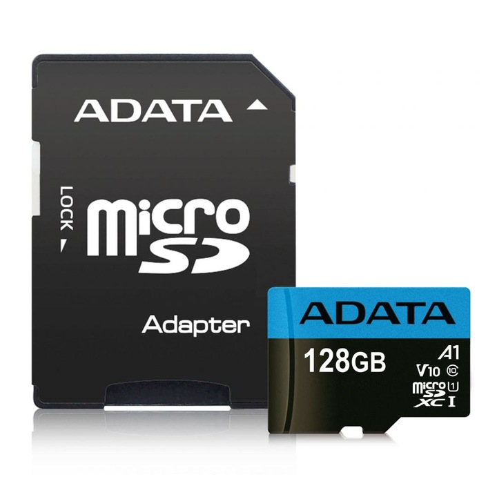 ADATA Premier MicroSD карта с памет, 128GB, SD адаптер, Class 10
