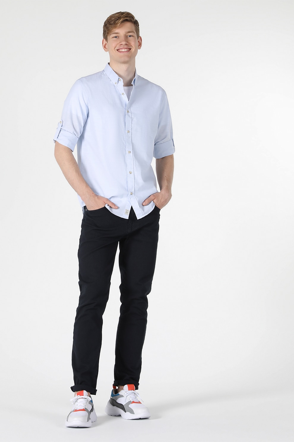 COLIN'S, Camasa din bumbac, Albastru deschis, 2XL