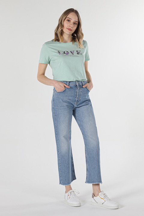 COLIN'S, Blugi crop cu talie inalta Laris, Albastru deschis