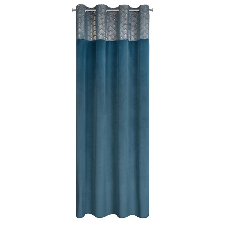 Eurofirany ELEN dekoratív függöny, fém gyűrűkkel, 140x250 Kék/Arany