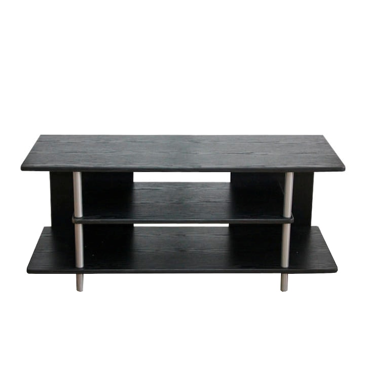 Comoda TV, din mdf negru si metal rgintiu,, Quido,, 100x40x42 cm