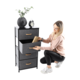 Comoda DacEnergy©, constructie metalica, 4 sertare de panza, 45 x 95 x 30 cm, negru si gri inchis