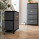 Comoda DacEnergy©, constructie metalica, 4 sertare de panza, 45 x 95 x 30 cm, negru si gri inchis