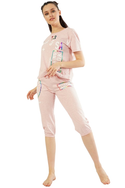 Női pamut pizsama, betűs modell