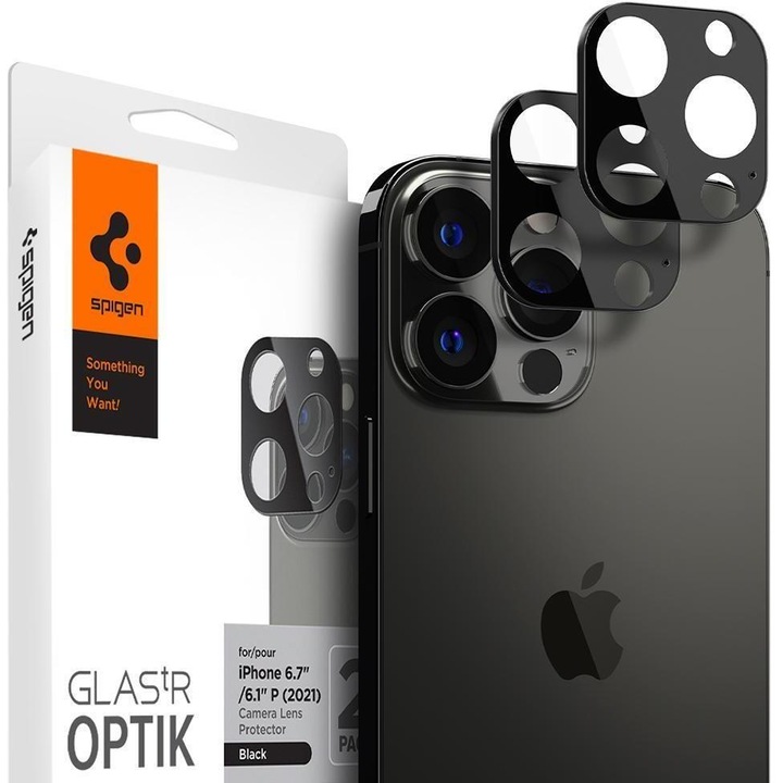 Протектор Spigen OPTIK.TR, за камера, за iPhone 13 PRO / 13 Pro Max, 2 броя, графит