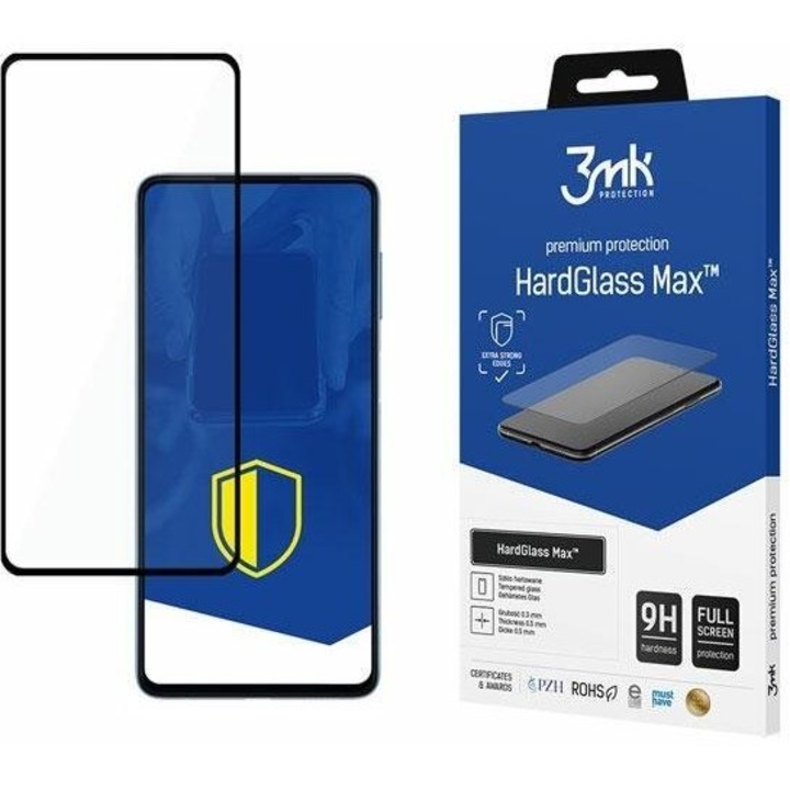Протектор 3Mk HardGlass Max FullScreen Glass, за Samsung Galaxy M526 M52, черен