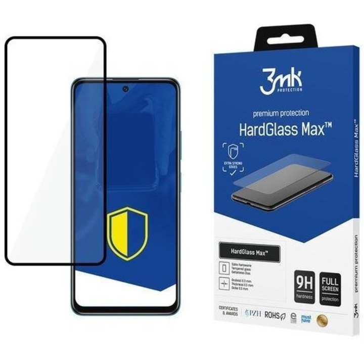 Протектор 3Mk HardGlass Max FullScreen Glass, за Xiaomi POCO M4 Pro 5G, черен