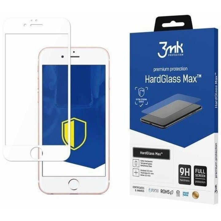 Протектор 3Mk HardGlass Max, за Apple iPhone 6 Plus, бял