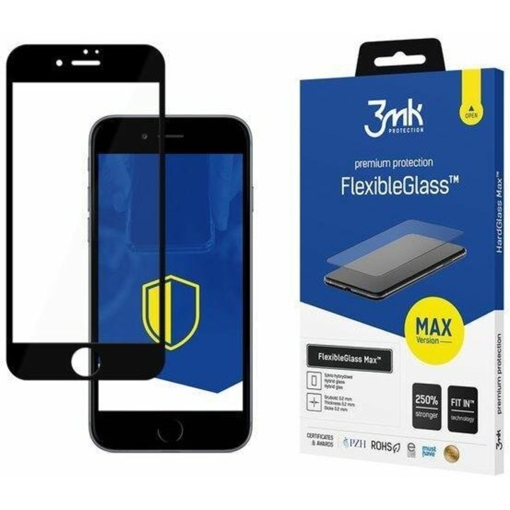 Протектор 3Mk FlexibleGlass Max, за Apple iPhone 7/8 / SE 2022 / SE 2020, черен