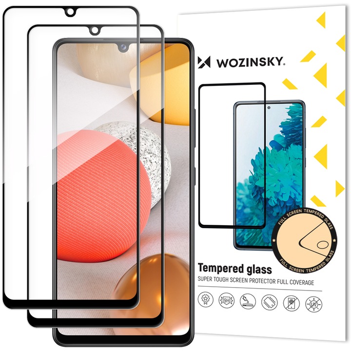 Протектор Wozinsky 2x Full Glue, с рамка, за Samsung Galaxy A42 5G, черен, 2 броя