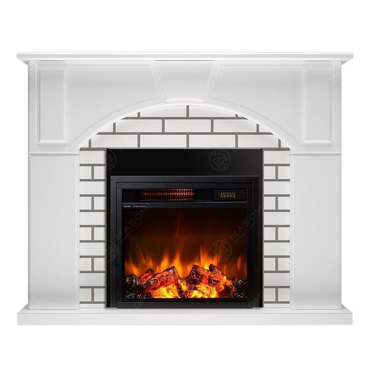 Semineu electric, Masomi, Mozart 20 & Bahus-17' 1600 W, lemn alb, 98*82*25 cm