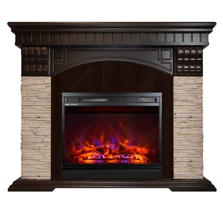 Semineu electric, Masomi, Terra 26 & Loran-23 Color' 1600 W, Nuc negru, 116*95*34 cm