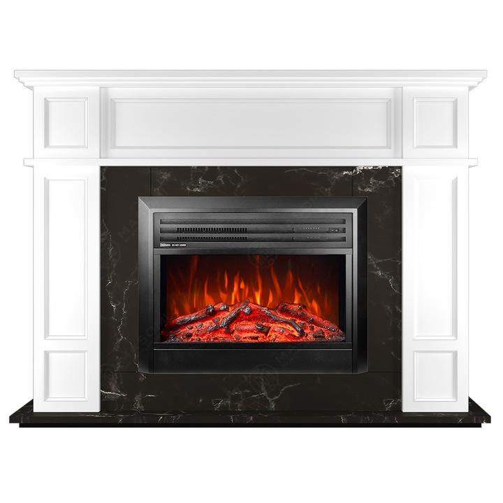 Semineu electric, Masomi, Vilnus 29 & Marsel-26' 1600 W, lemn alb, 132*100*30 cm