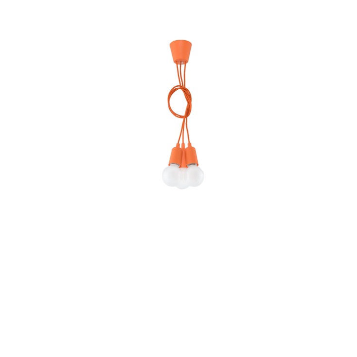 Lampa suspendata Diego portocalie PVC 3 becuri neregulate moderne de interior