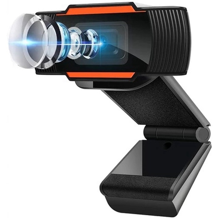 Camera Web Retoo Connect, 720p Hd, Autofocus, Compensare Automata A Culorilor, Reducere A Zgomotului, 120° Fov, Microfon Integrat, Plug & Play, Usb 2.0, Cablu 150cm, Design Negru-portocaliu, Ideala Pentru Teleconferinte