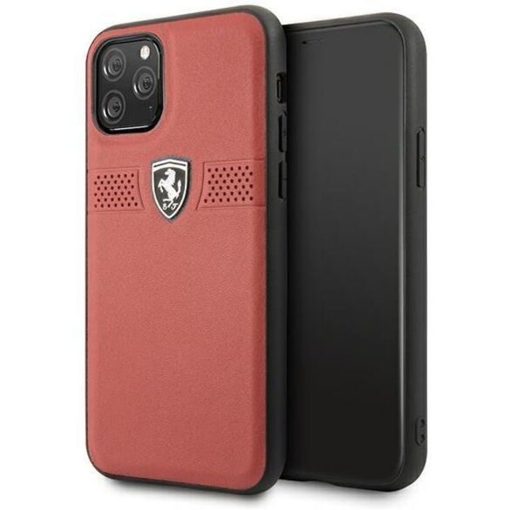 Калъф Ferrari FEOBAHCN58RE Off Track Leather, за iPhone 11 Pro, червен